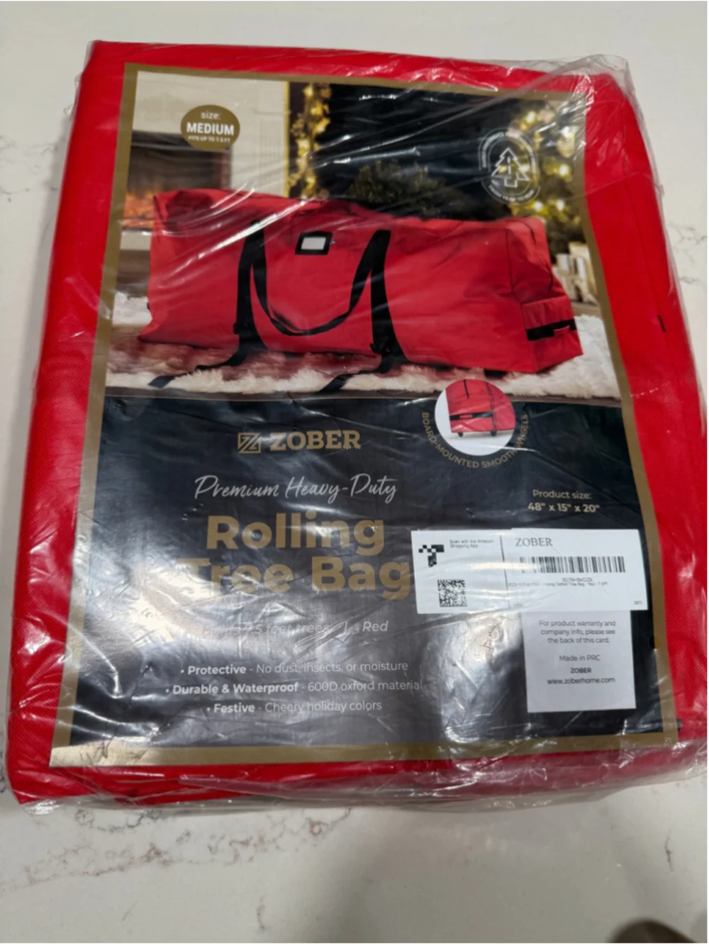 NEW ZOBER 600D Oxford Fabric Rolling Christmas Tree Storage Bag Fits 7.5 Ft